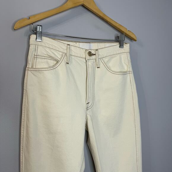Frame Le Italien Straight Jeans High Rise Cream Rigid Denim Cream Preppy Sz 25 - Picture 3 of 15